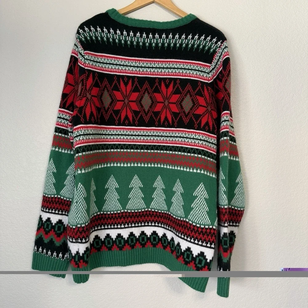 Holiday‎ Time Ugly Christmas Sweater XL 46-48 Santa Chimney 3D Knit Holiday
